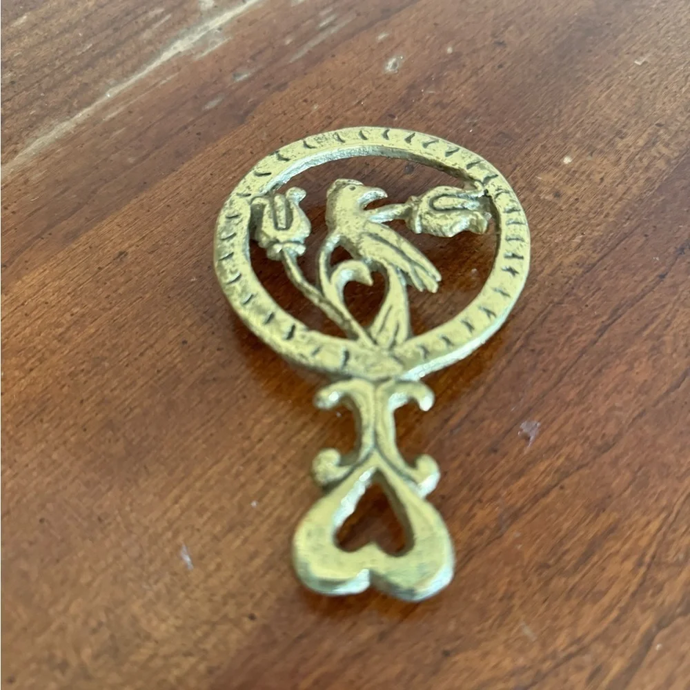 Vintage Gold Trivets Floral Bird Heart Cottagecore Country